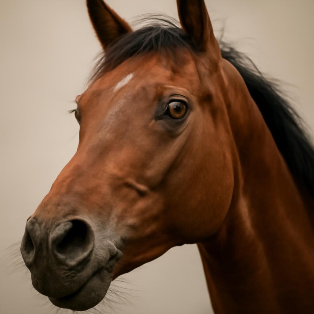 Cheval peureux montrant des signaux corporels d'alerte