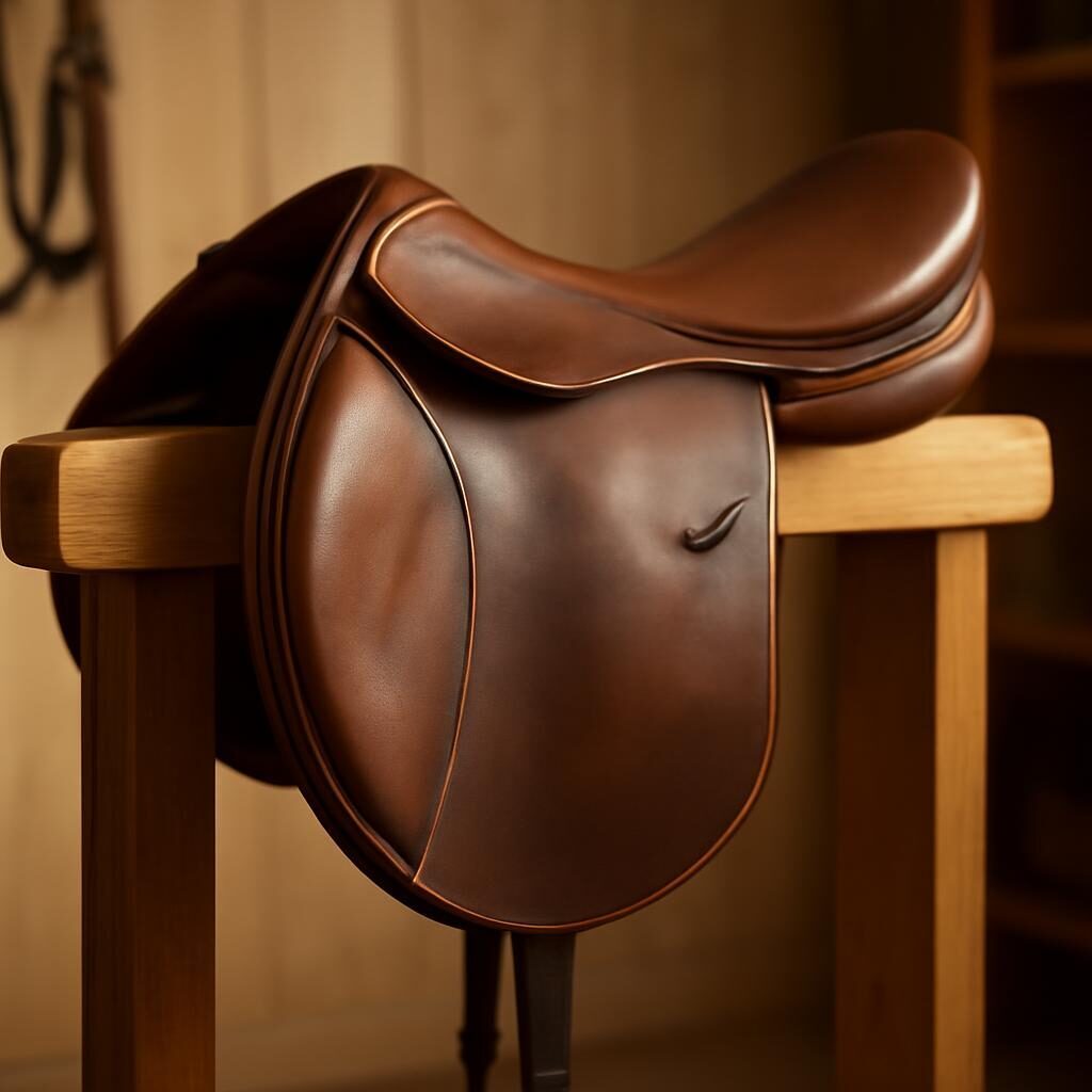 Selle anglaise en cuir sur un porte-selle