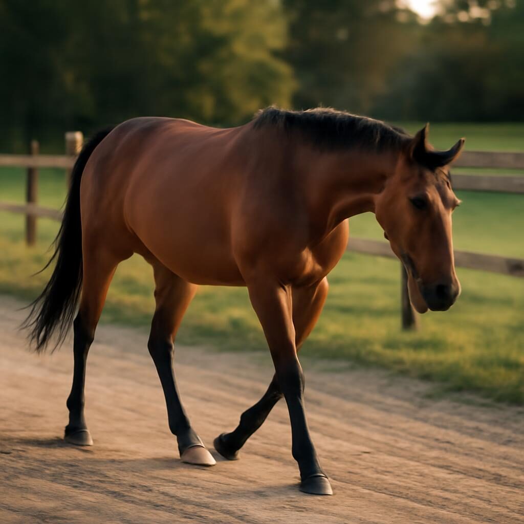 Cheval marchant sur un track de Paddock Paradise