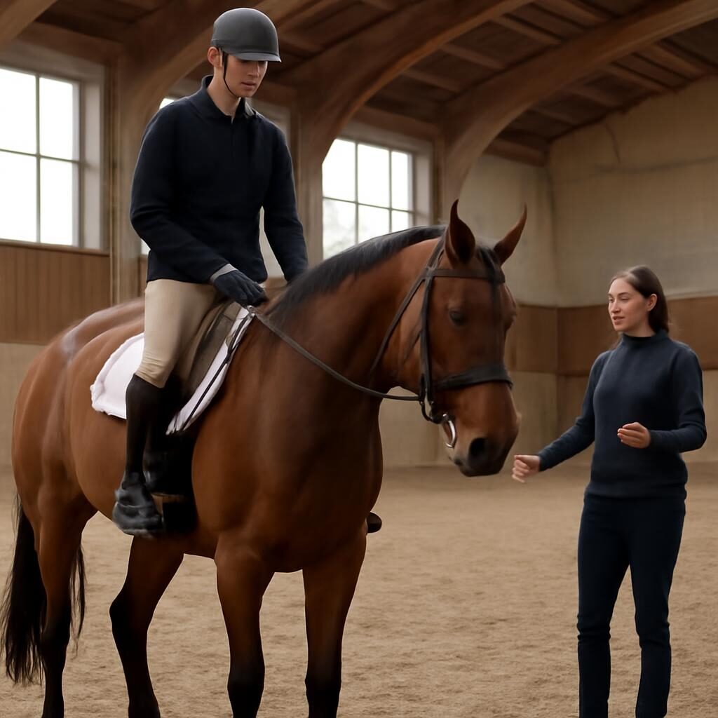 Équitation classique débutant : cours en manège