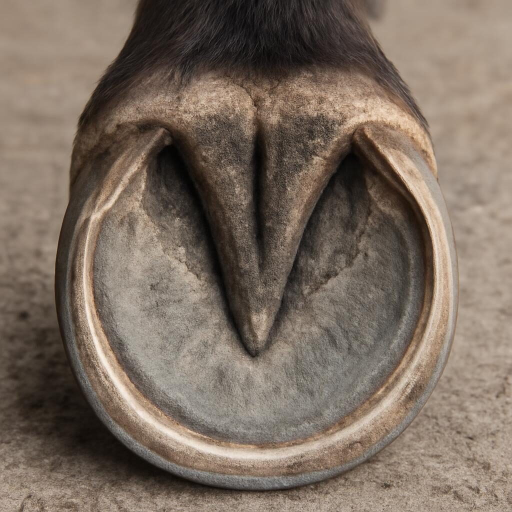 Pied nu sain de cheval après parage naturel