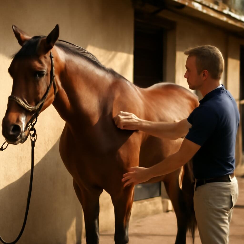 Soins quotidiens du cheval : pansage au box
