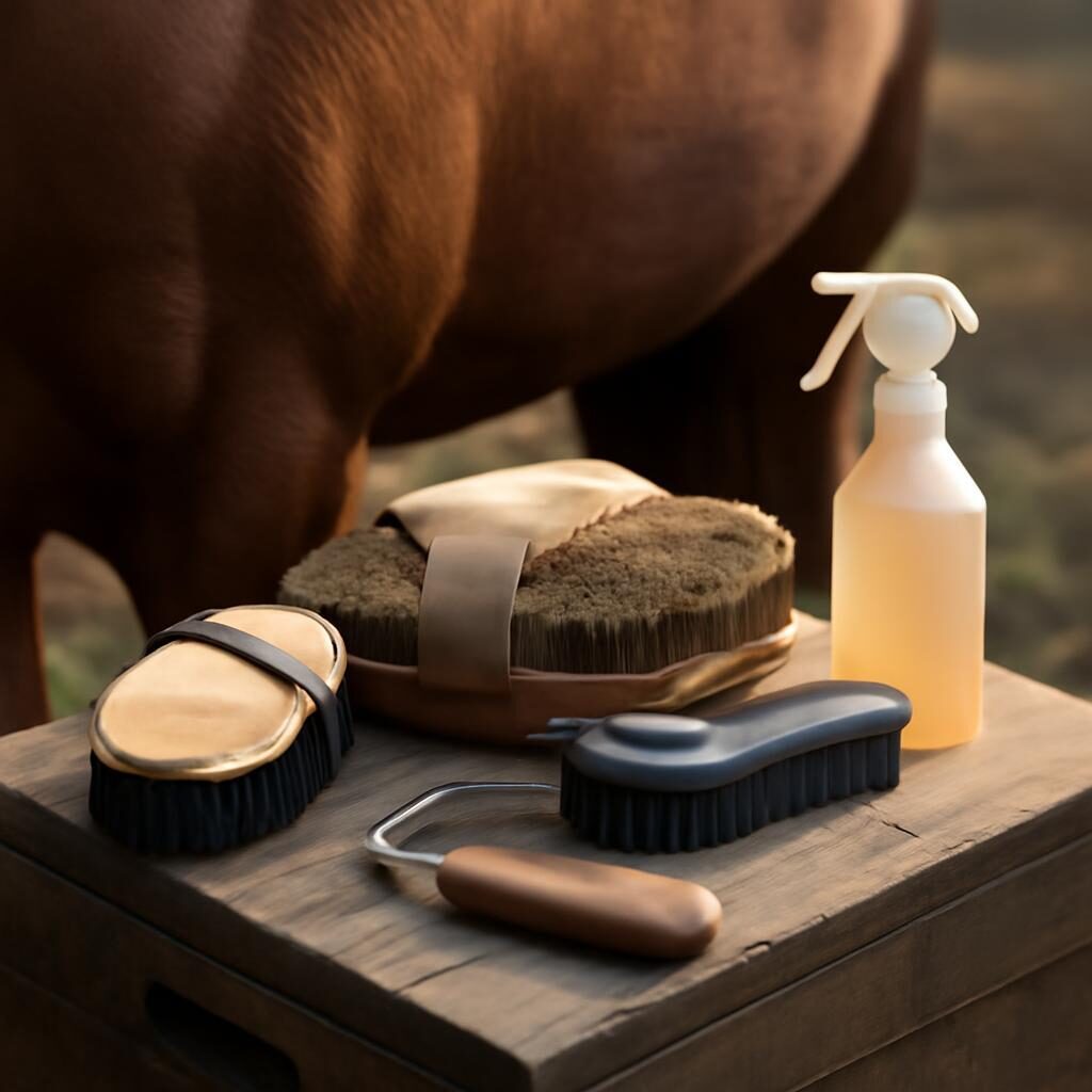 Matériel de pansage du cheval : brosses et étrille