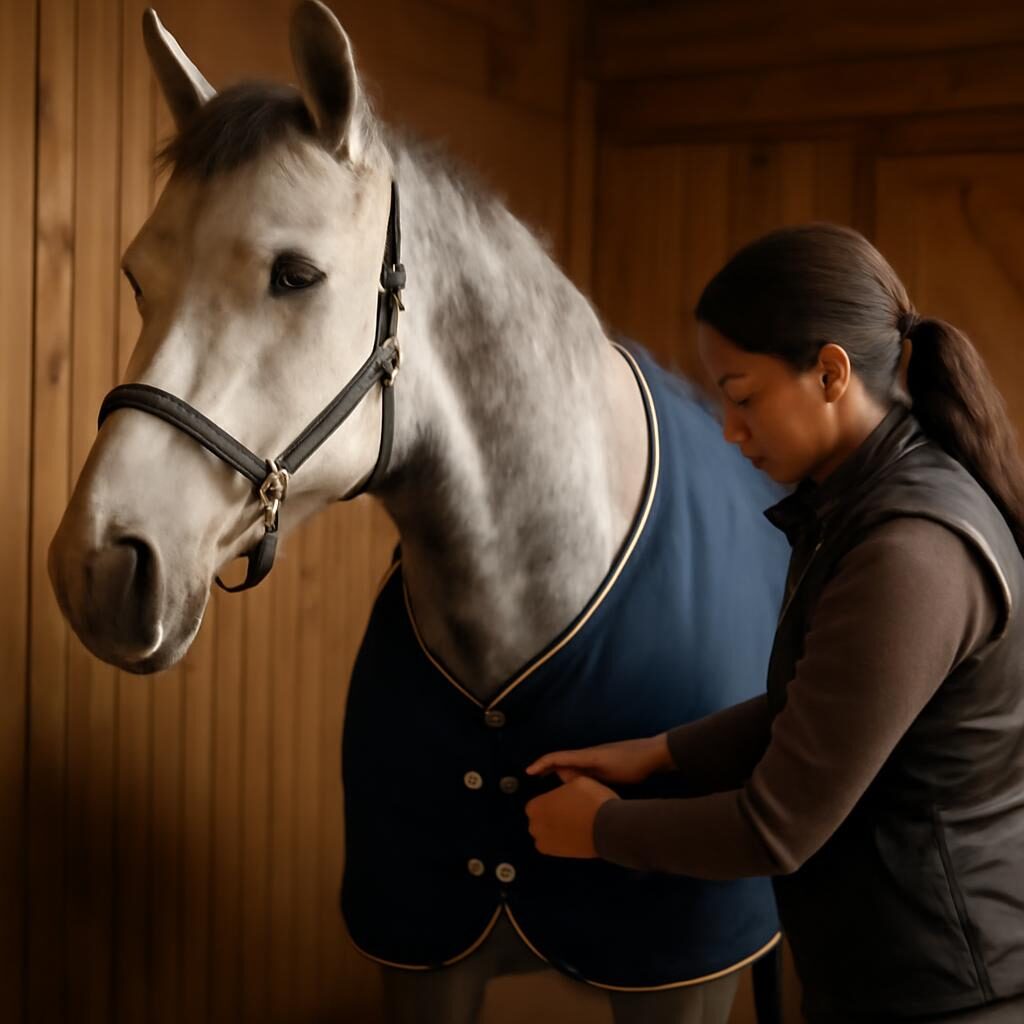 Reglage soigne de la couverture cheval