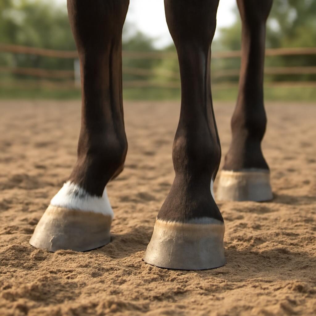 Pieds de cheval sur sol sec en paddock, prévention de la fourbure