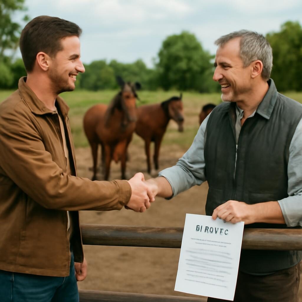 Signature du contrat de pension cheval